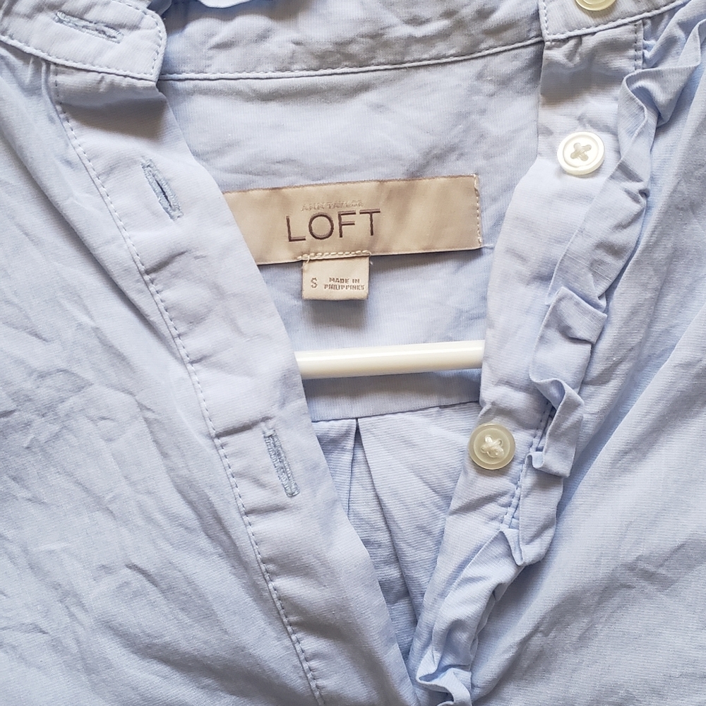Light Blue Loft Blouse with Ruffle Collar - Picture 3 of 3